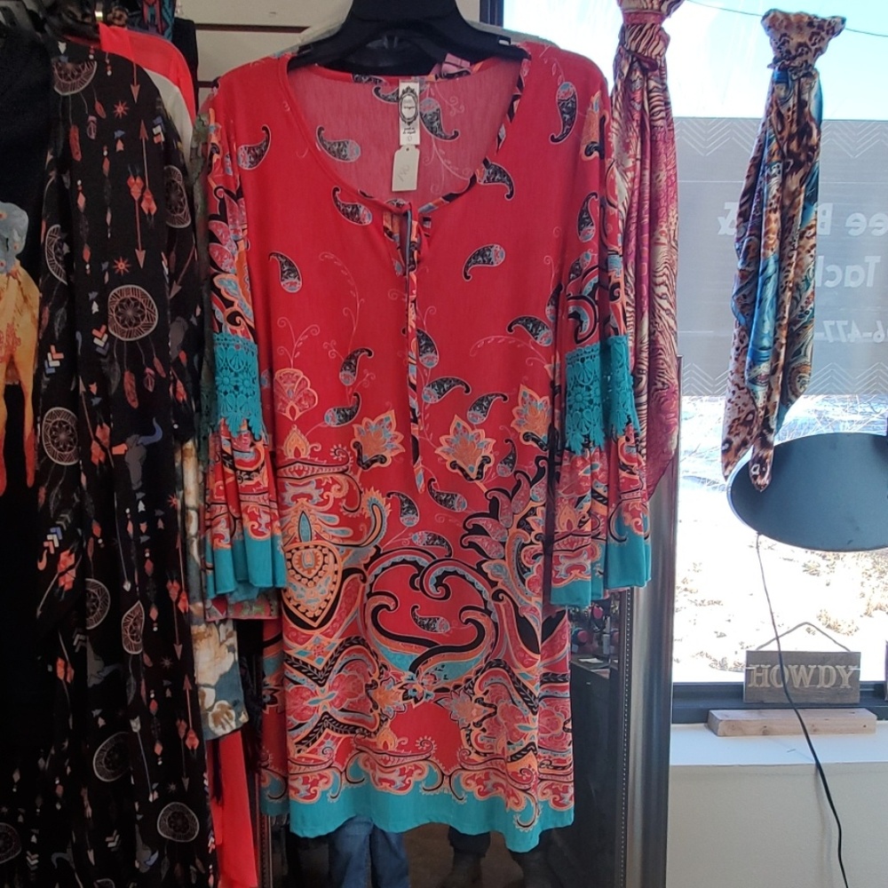 Dress with bell sleeves